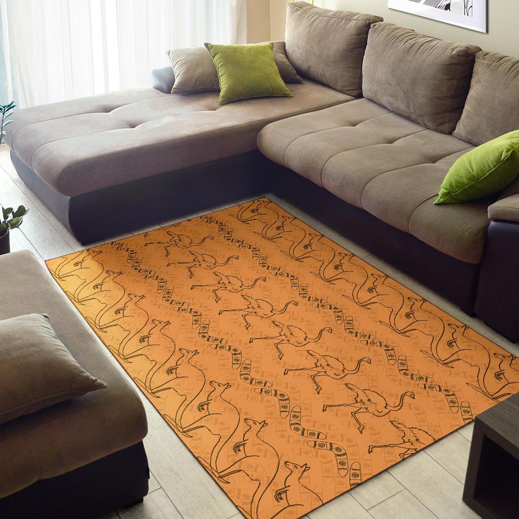 Area Rug - Ostrich Rug Kangaroo With Boomerang - Vibe Hoodie Shop