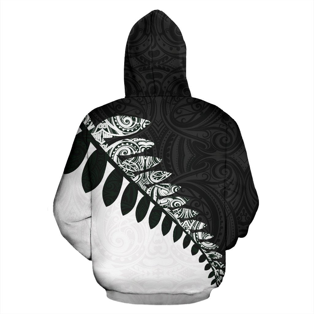 New Zealand Zip Up Hoodie, Maori Silver Fern Zipper Hoodie - Vibe Hoodie Shop