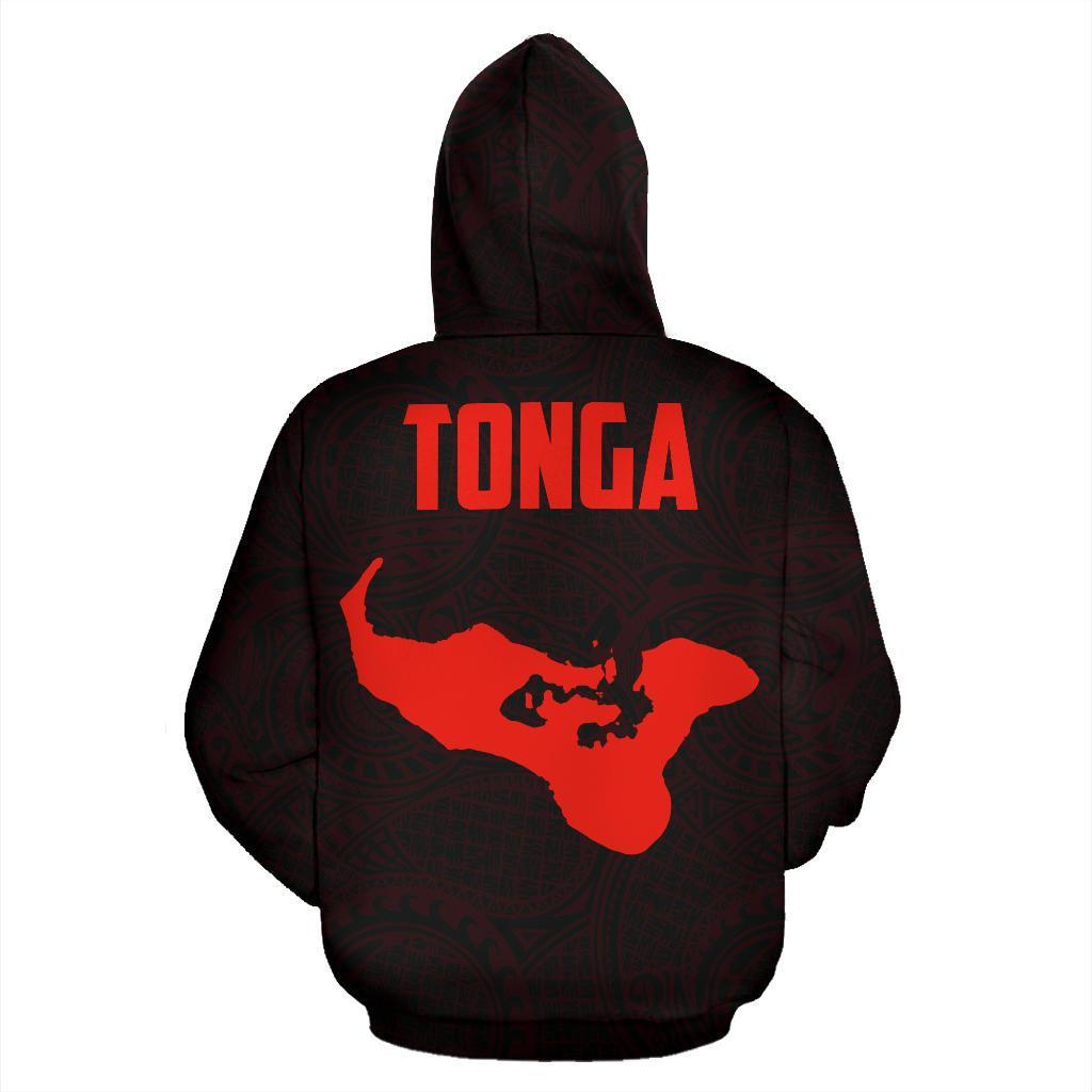 Hoodie Tonga Polynesian Coat Of Arms In Turtle Map Red - Vibe Hoodie Shop