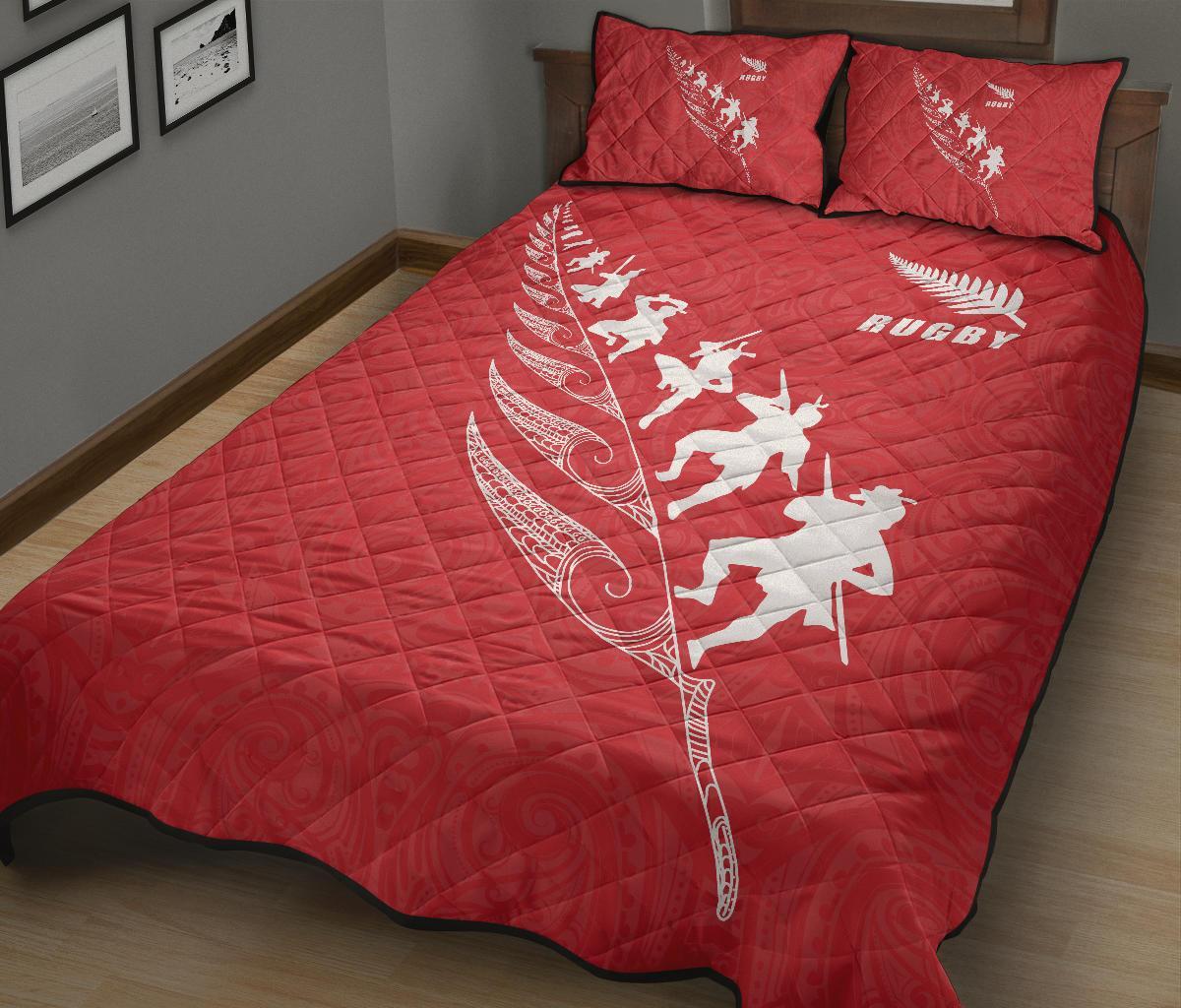 Quilt Bed Set New Zealand Rugby Haka Red - Vibe Hoodie Shop