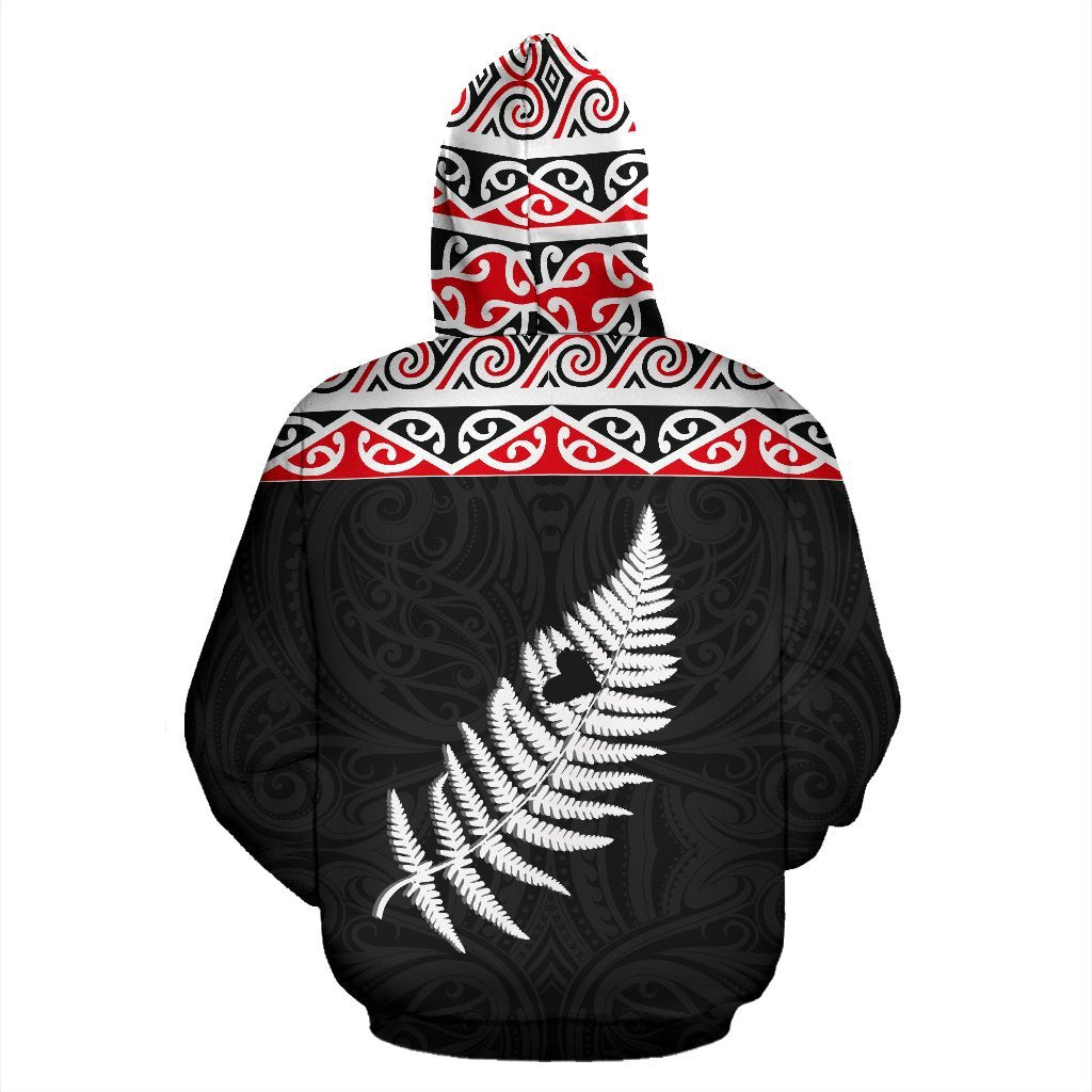 New Zealand Maori Hoodie, Aotearoa Silver Fern Pullover Hoodie - Vibe Hoodie Shop