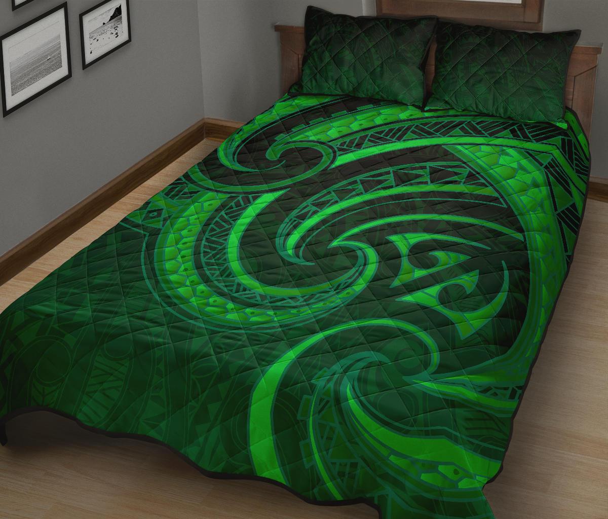 New Zealand Maori Mangopare Quilt Bed Set Polynesian - Green - Vibe Hoodie Shop