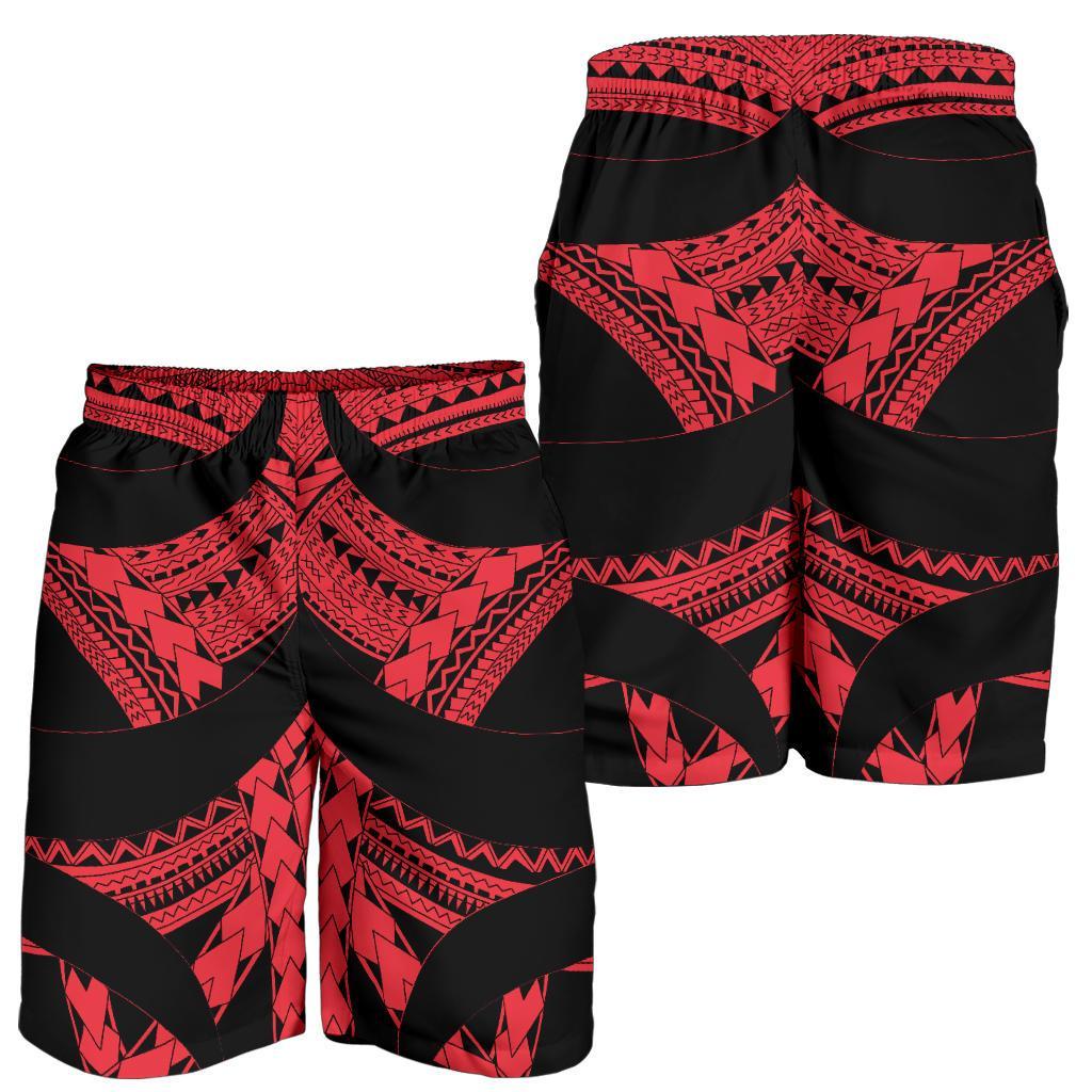 Samoan Tattoo All Over Print Men's Shorts Red - Vibe Hoodie Shop