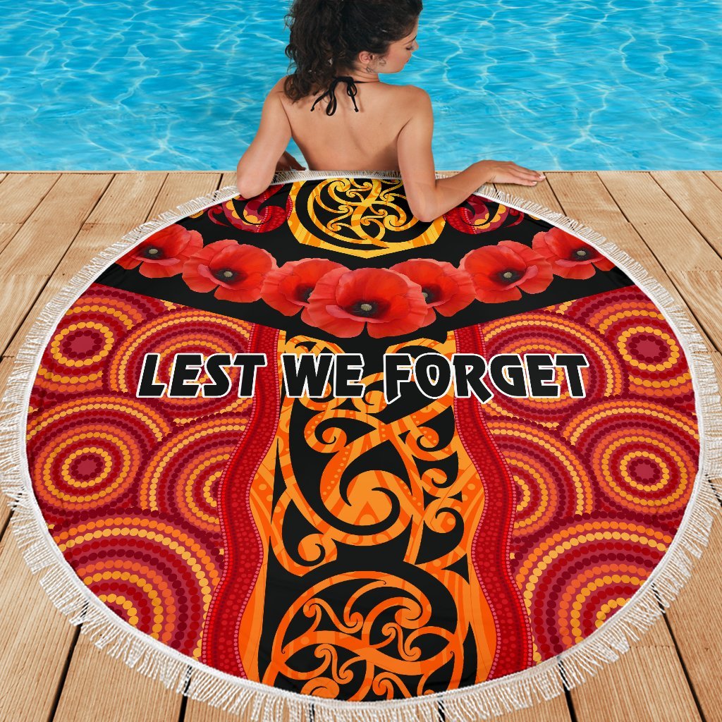 anzac-lest-we-forget-poppy-beach-blanket-new-zealand-maori-silver-fern-australia-aboriginal