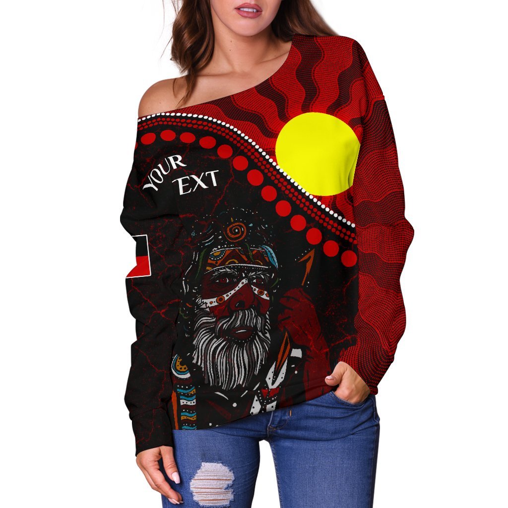 Custom Aboriginal Women's Off Shoulder Sweater - Indigenous People And Sun - Vibe Hoodie Shop