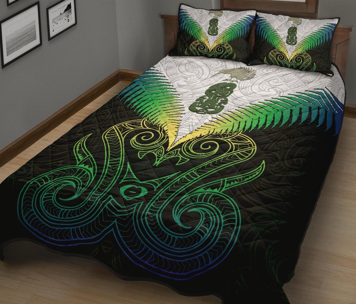 Maori Manaia New Zealand Quilt Bed Set Rasta - Vibe Hoodie Shop