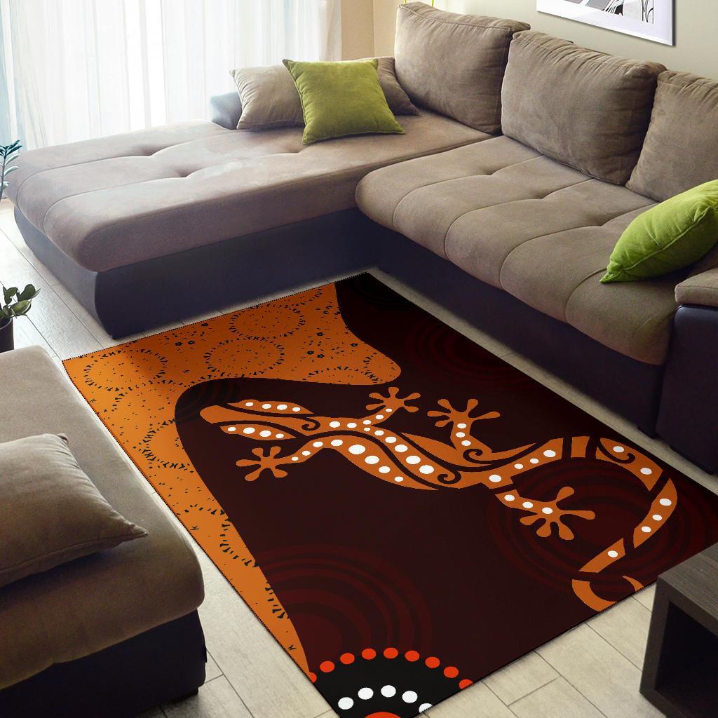 Aboriginal Area Rug - Lizard in Aboriginal Dreaming - Vibe Hoodie Shop