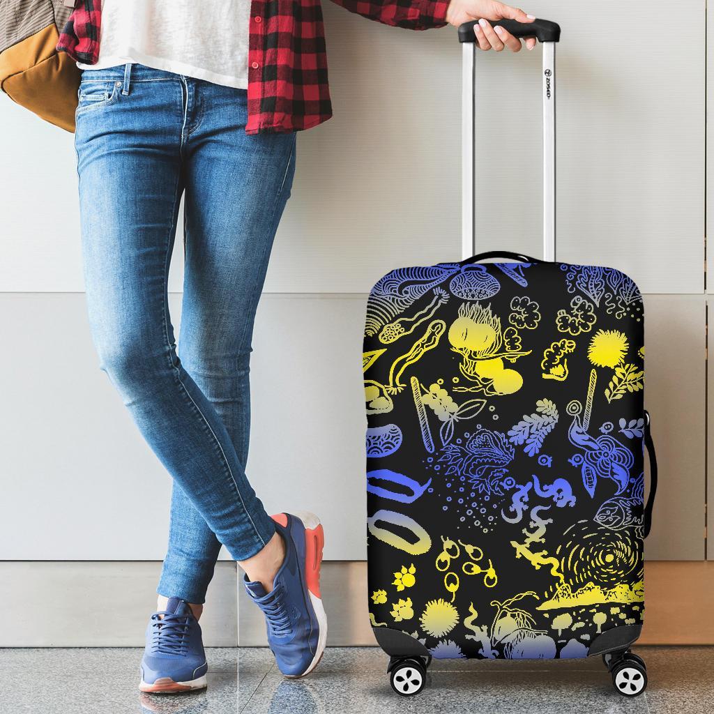 Australia Luggage Cover - Australian Aboriginal Golden Wattle - Vibe Hoodie Shop