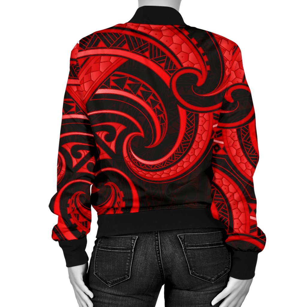 New Zealand Maori Mangopare Women Bomber Jacket Polynesian - Red - Vibe Hoodie Shop