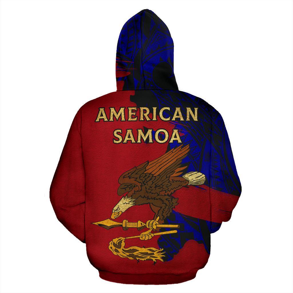 American Samoa Coat Of Arms Special All Over Zip Hoodie Red - Vibe Hoodie Shop