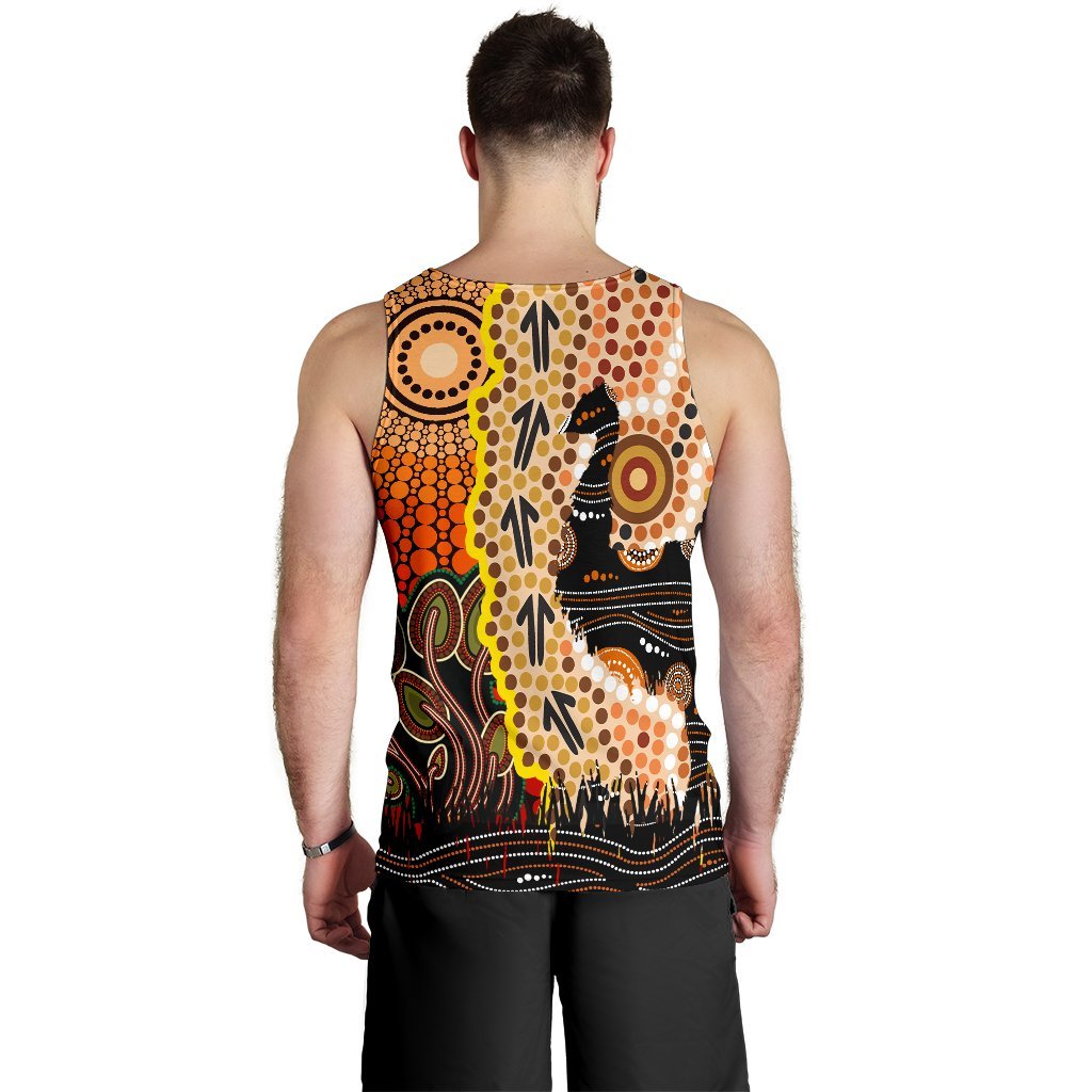 Men's Tank Top - Australian Aboriginal Sun and Emu - Vibe Hoodie Shop