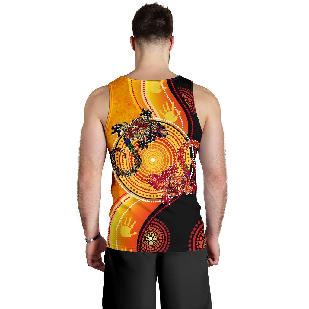 Aboriginal Men's Tank Top - Couple Aboriginal Lizards - Vibe Hoodie Shop