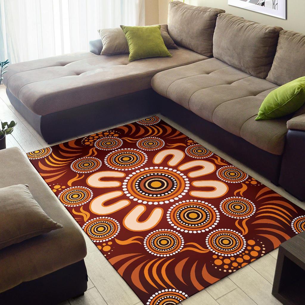 Aboriginal Area Rug - Circle Flowers Patterns Ver03 - Vibe Hoodie Shop