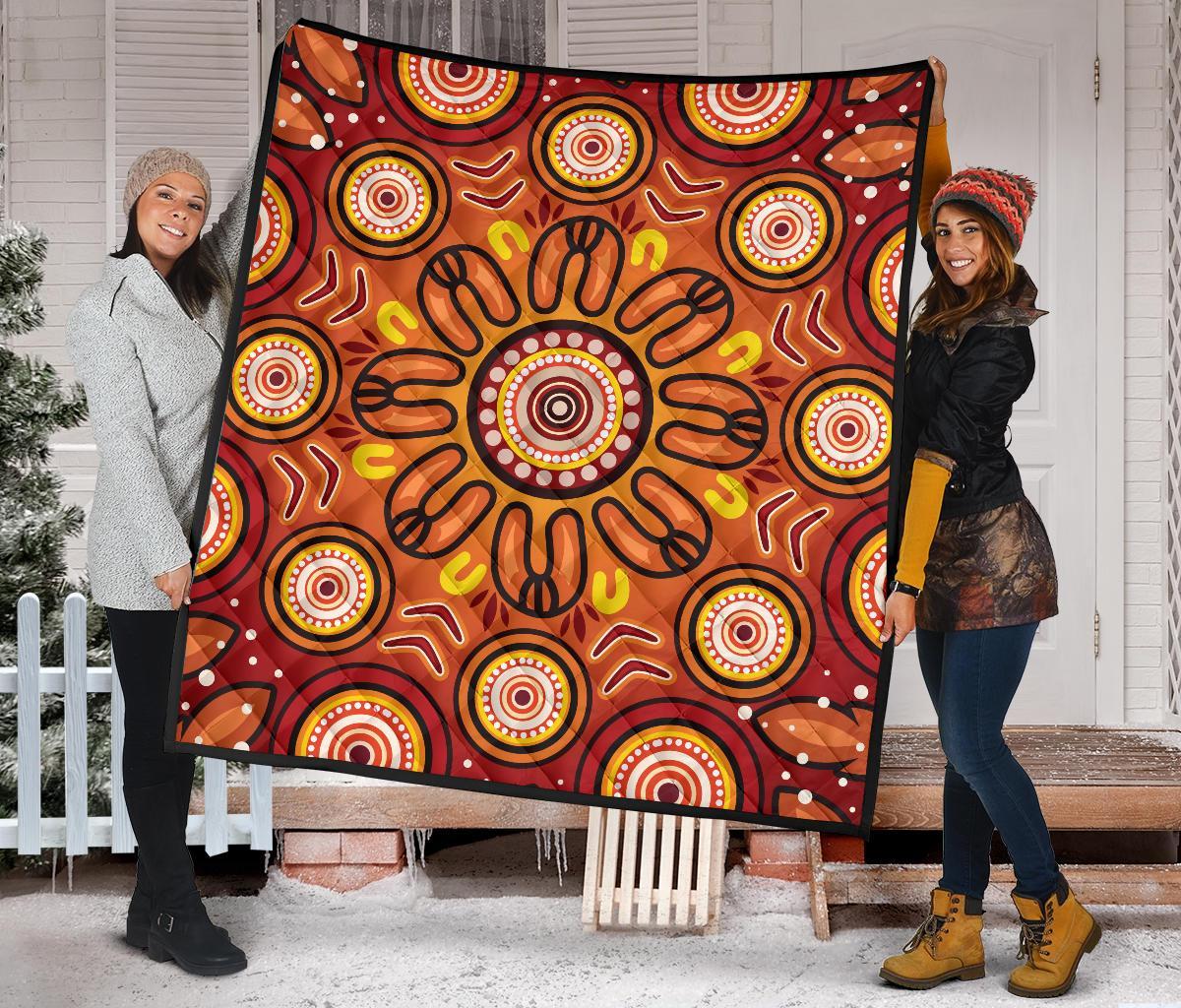 Aboriginal Premium Quilt - Circle Flowers Patterns VER01 - Vibe Hoodie Shop