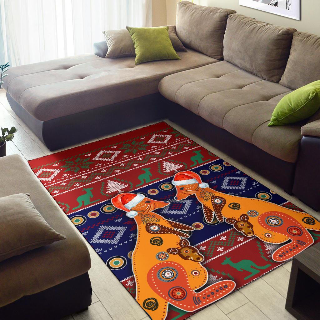 Australia Christmas Area Rug - Mother Kangaroo In Christmas - Vibe Hoodie Shop