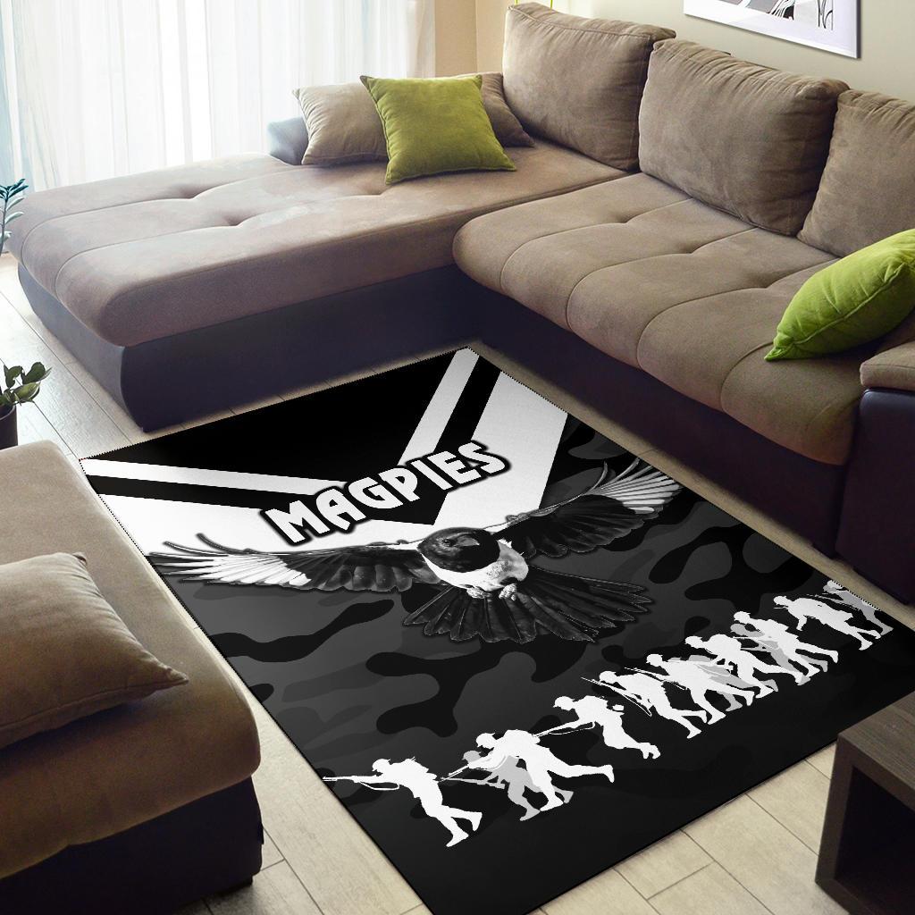 Western Suburbs Magpies Area Rug ANZAC Vibes - Black - Vibe Hoodie Shop