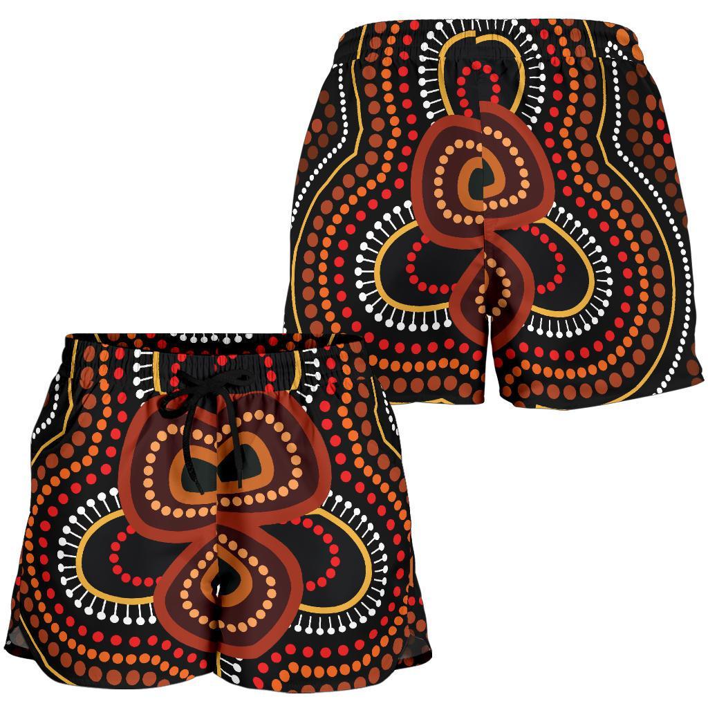 aboriginal-womens-short-aboriginal-dot-painting-flowers-style-ver02