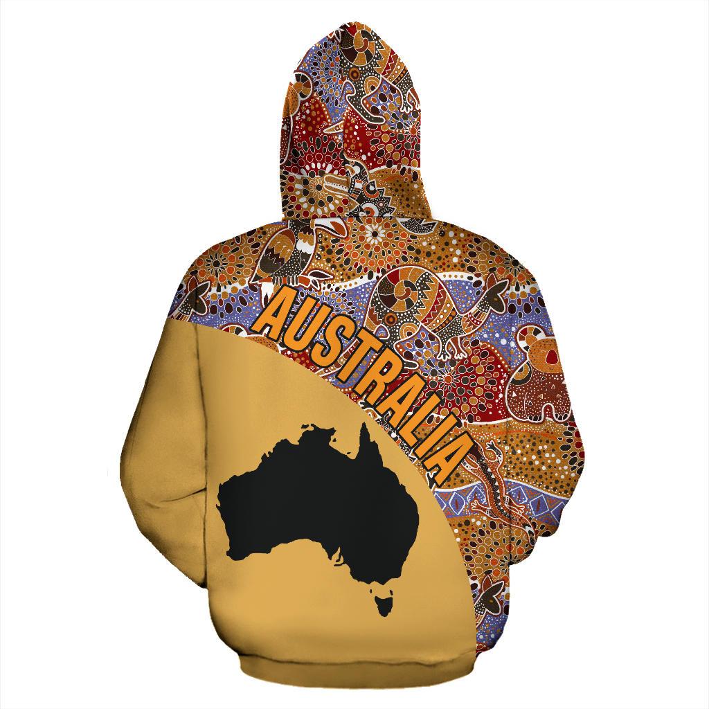 Aboriginal Hoodie, Australia Map Kangaroo Koala Crocodile Patterns - Vibe Hoodie Shop