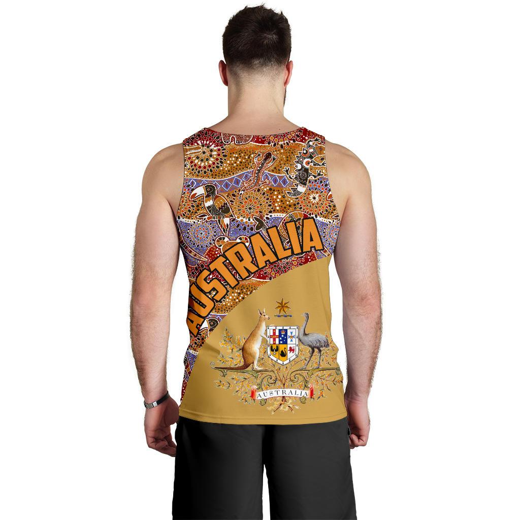 Men Tank Top - Aboriginal Patterns Mens Tank Australian Coat Of Arms - Vibe Hoodie Shop