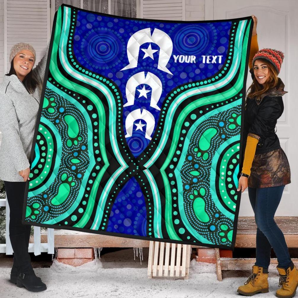 Torres Strait Personalised Premium Quilt - Torres Strait Symbol And Aboriginal Patterns - Vibe Hoodie Shop