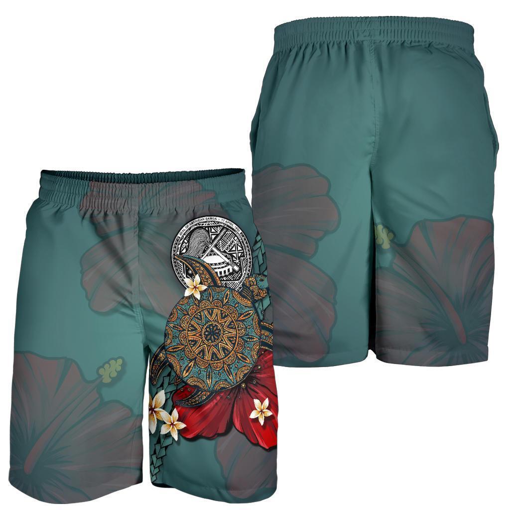 American Samoa Shorts Men - Blue Turtle Tribal - Vibe Hoodie Shop