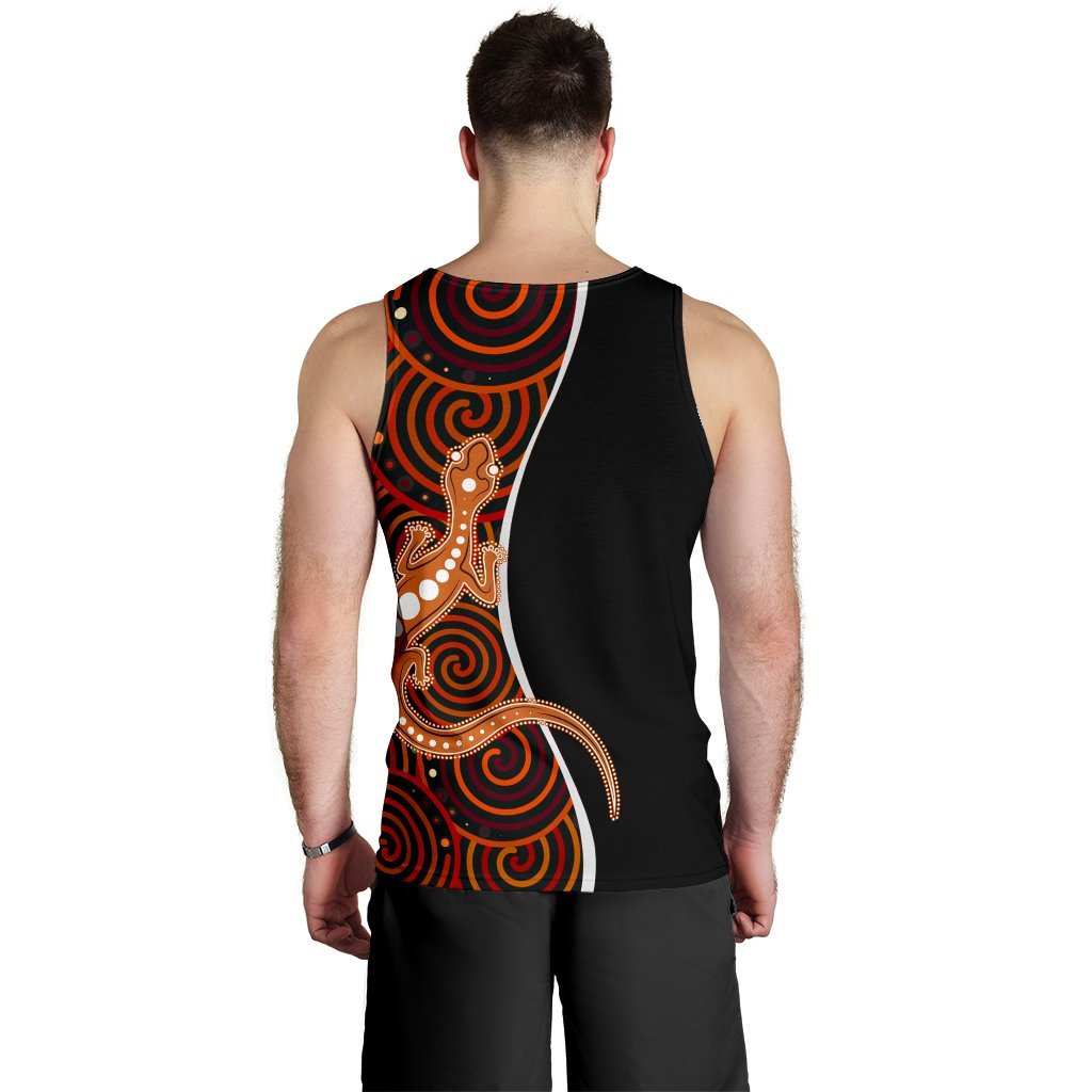 Aboriginal Men's Tank Top - Indigenous Lizard Dreaming - Vibe Hoodie Shop