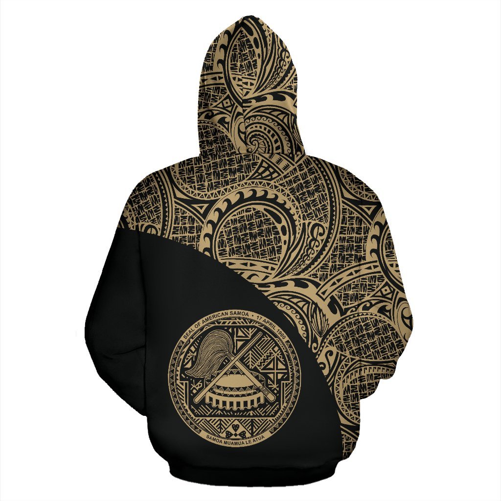 American Samoa Zip - Up Hoodie Coat Of Arms Polynesian Wave Gold (Custom) - Vibe Hoodie Shop