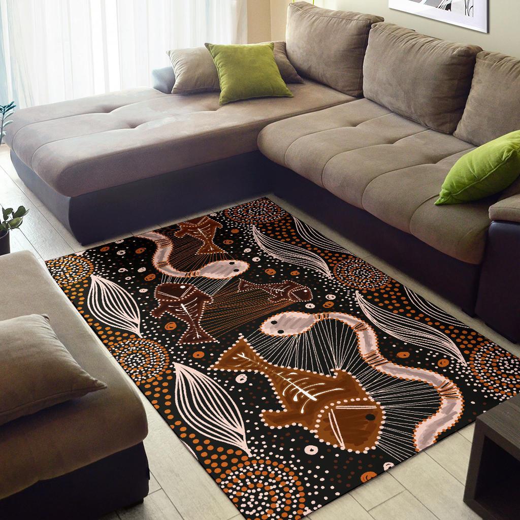 Aboriginal Area Rug - Indigenous Fish and Snake - Vibe Hoodie Shop