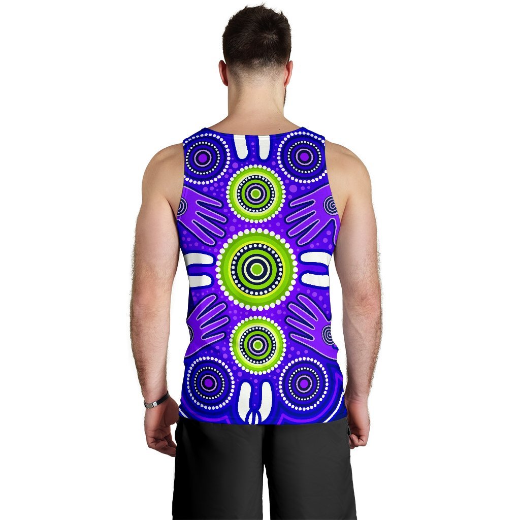 Men's Tank Top - Aboriginal Family With Dot Painting art - Vibe Hoodie Shop