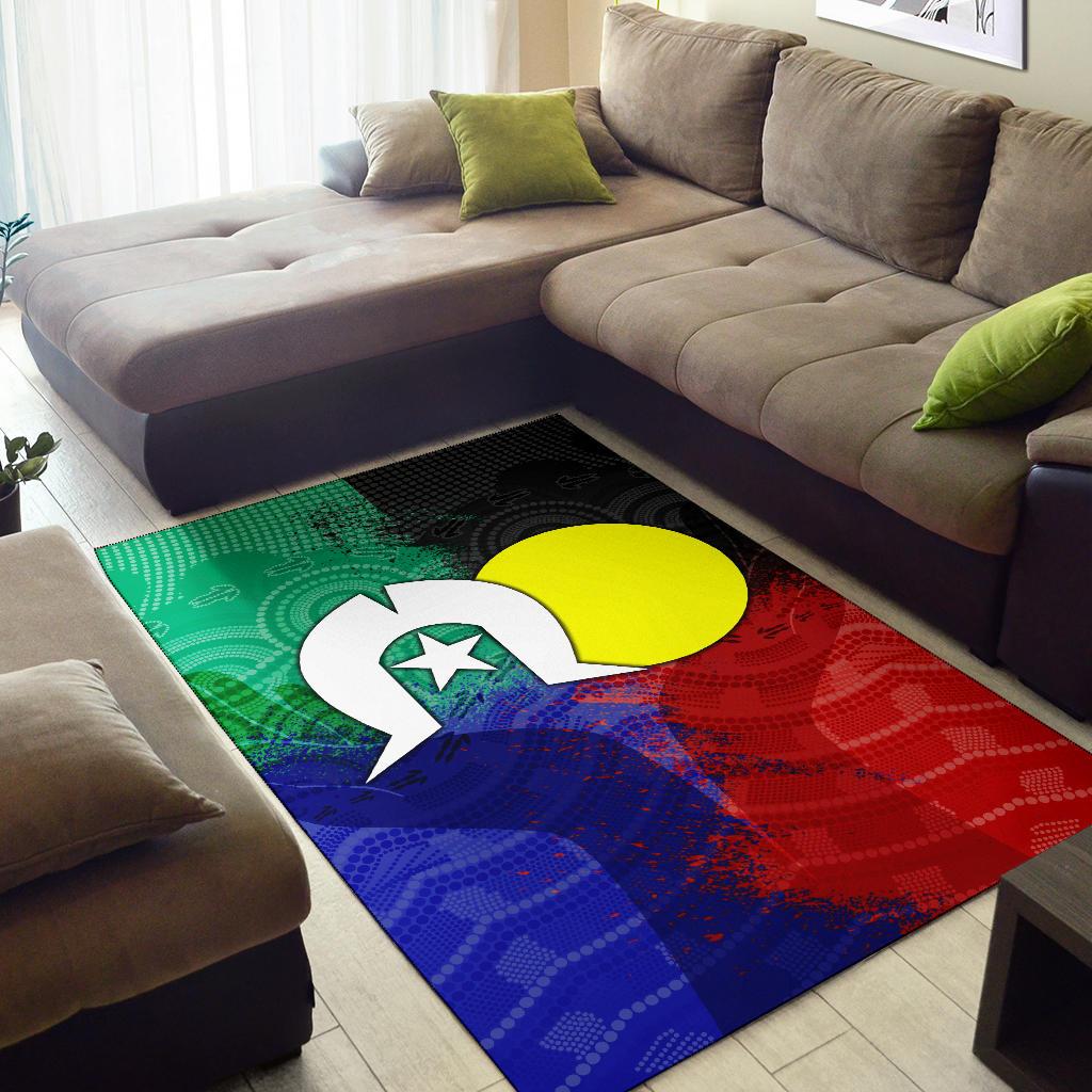 Aboriginal Area Rug, Australia NAIDOC Week Indigenous Flag Style - Vibe Hoodie Shop