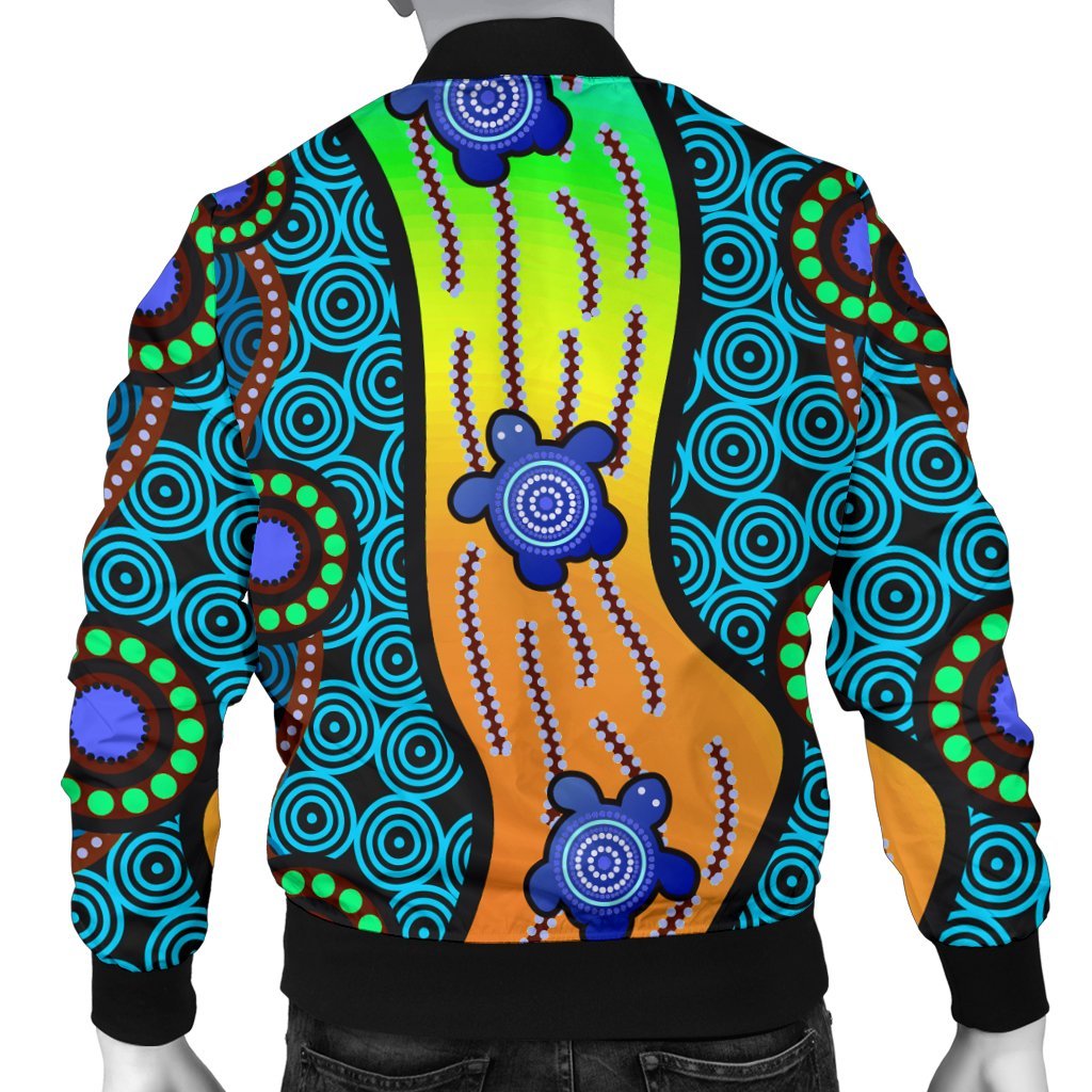 Men's Bomber Jacket - Aboriginal Turtle - Vibe Hoodie Shop