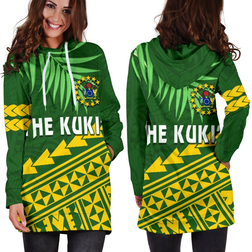 Cook Islands Rugby Women Hoodie Dress Coconut Leaves - The Kuki's - Vibe Hoodie Shop