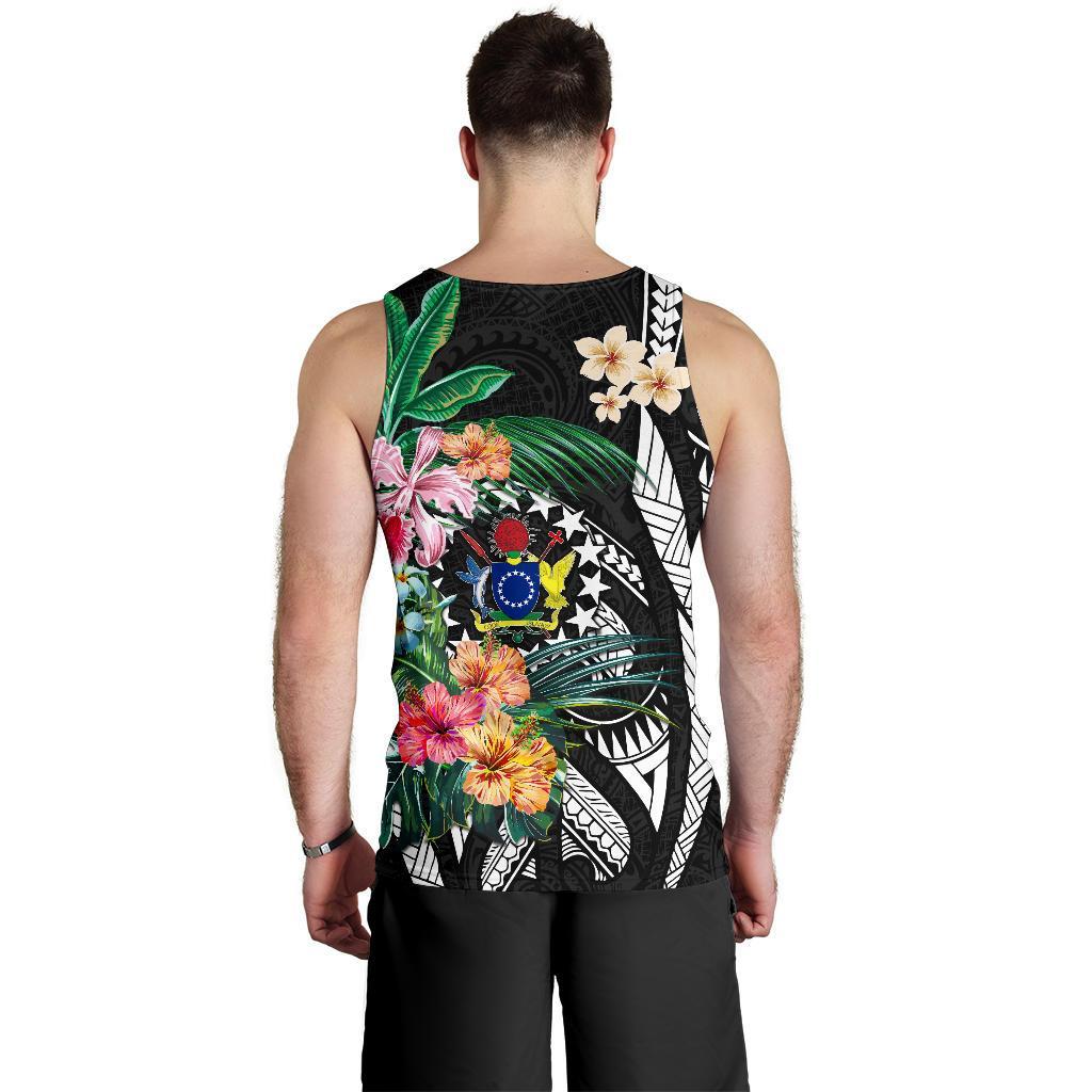 Cook Islands Men's Tank Top Coat Of Arms Polynesian With Hibiscus - Vibe Hoodie Shop