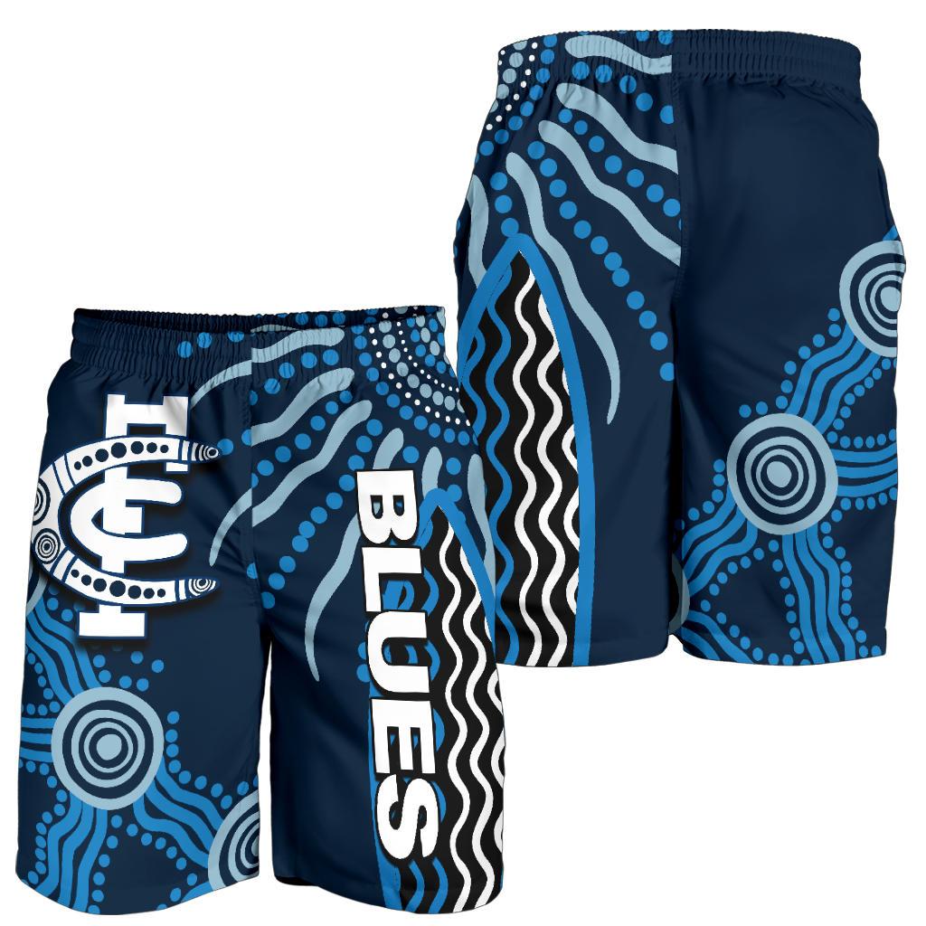 Carlton Blues All Over Print Men's Shorts Aboriginal - Vibe Hoodie Shop