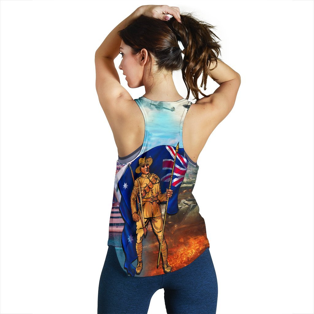 ANZAC Women's Racerback Tank - Australian Soldier - Vibe Hoodie Shop