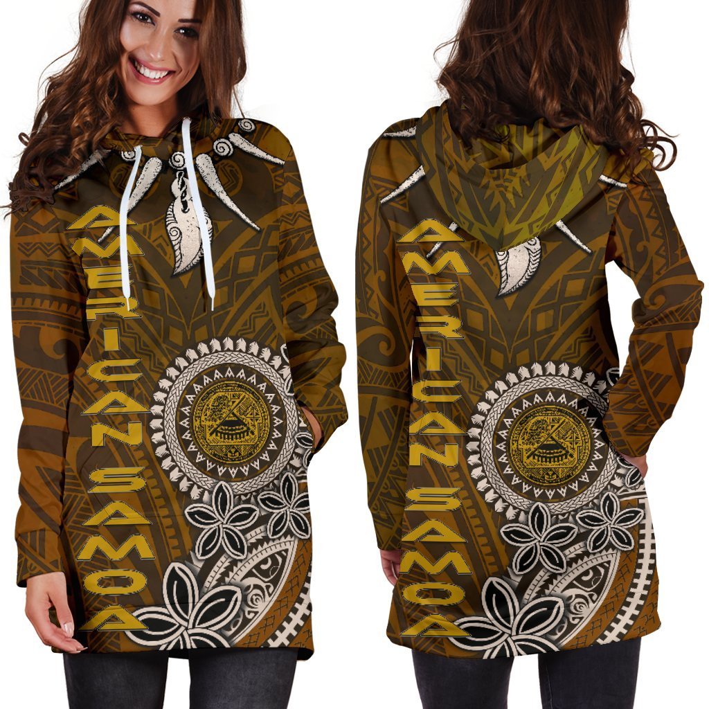 American Samoa Women's Hoodie Dress - Polynesian Boar Tusk - Vibe Hoodie Shop