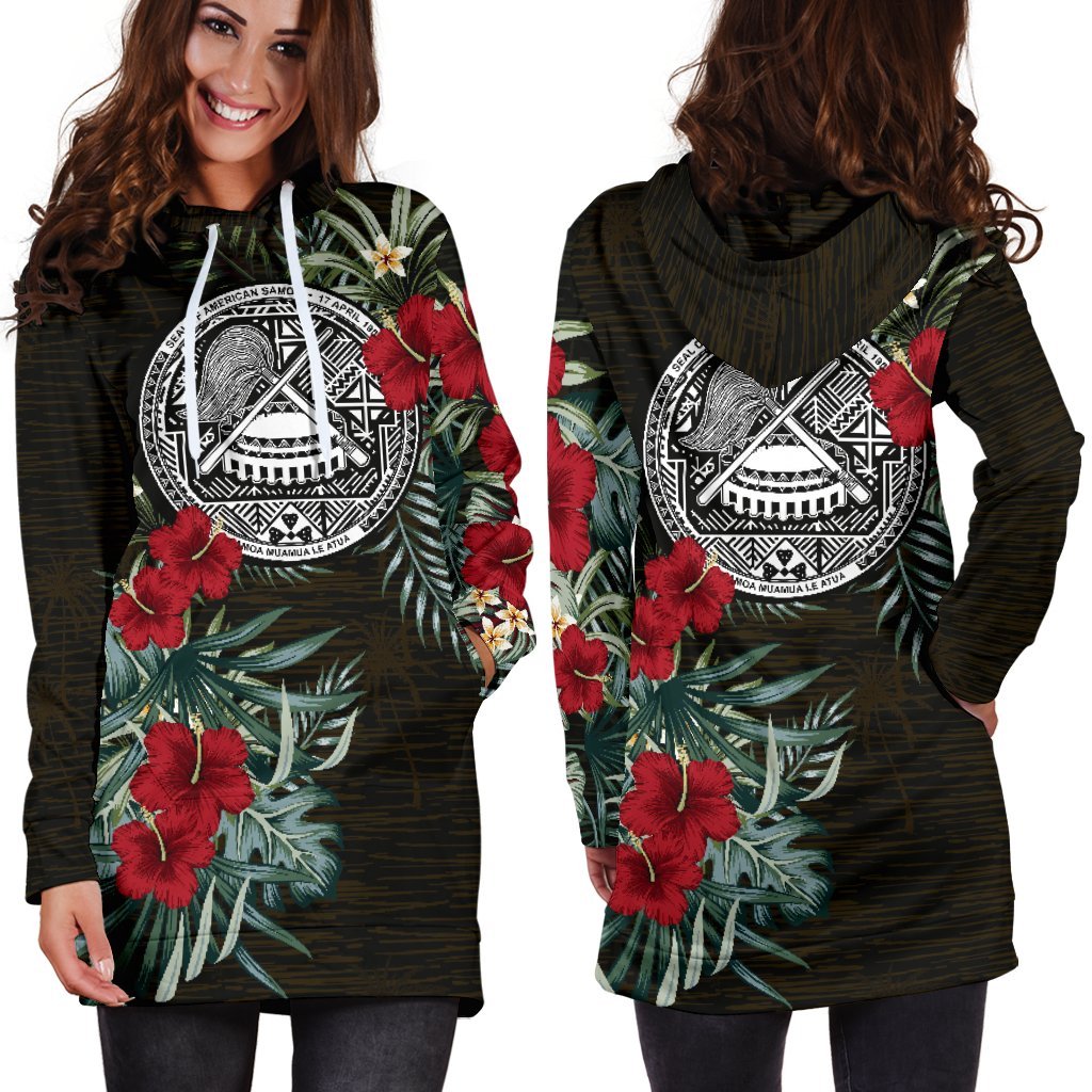 American Samoa Hibiscus Hoodie Dress - Vibe Hoodie Shop