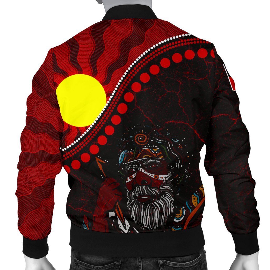 Custom Aboriginal Men's Bomber Jacket - Indigenous People And Sun - Vibe Hoodie Shop
