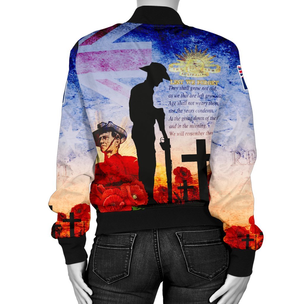 ANZAC Women's Bomber Jacket - ANZAC 2020 Lest We Forget The Australian Army - Vibe Hoodie Shop