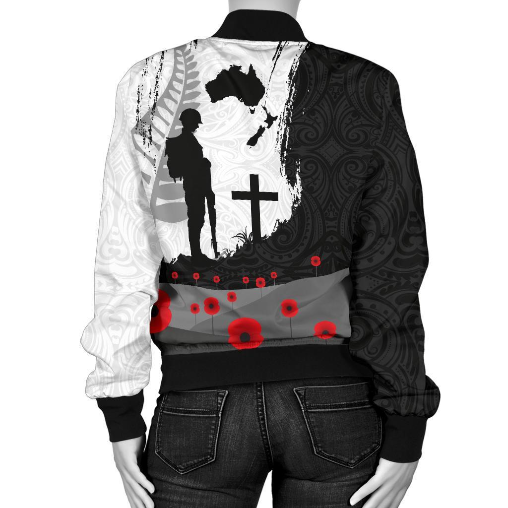 ANZAC Day Women Bomber Jacket, New Zealand Australia Lest We Forget - Vibe Hoodie Shop