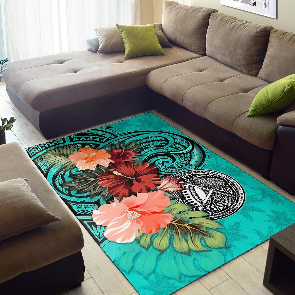 American Samoa Area Rug Hibiscus Polynesian - Vibe Hoodie Shop