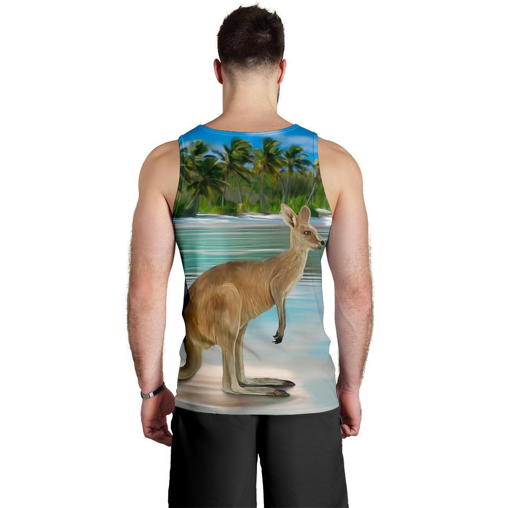 Men Tank Top - Kangaroo Mens Tank Landscape Art - Vibe Hoodie Shop