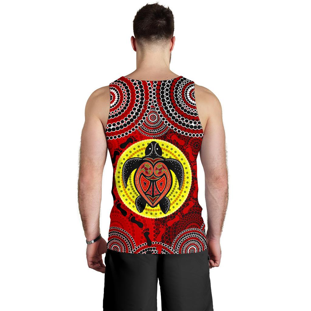 Tank Top - Aboriginal Dot Painting Tank Turtle - Men - Vibe Hoodie Shop