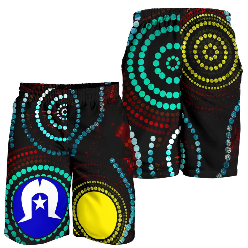 Aboriginal Shorts - Aboriginal Dot Painting and Flag - Vibe Hoodie Shop