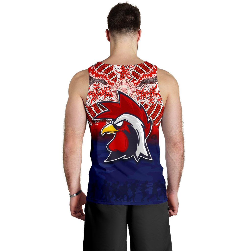 Roosters Men's Tank Top ANZAC Day Aboriginal - Vibe Hoodie Shop