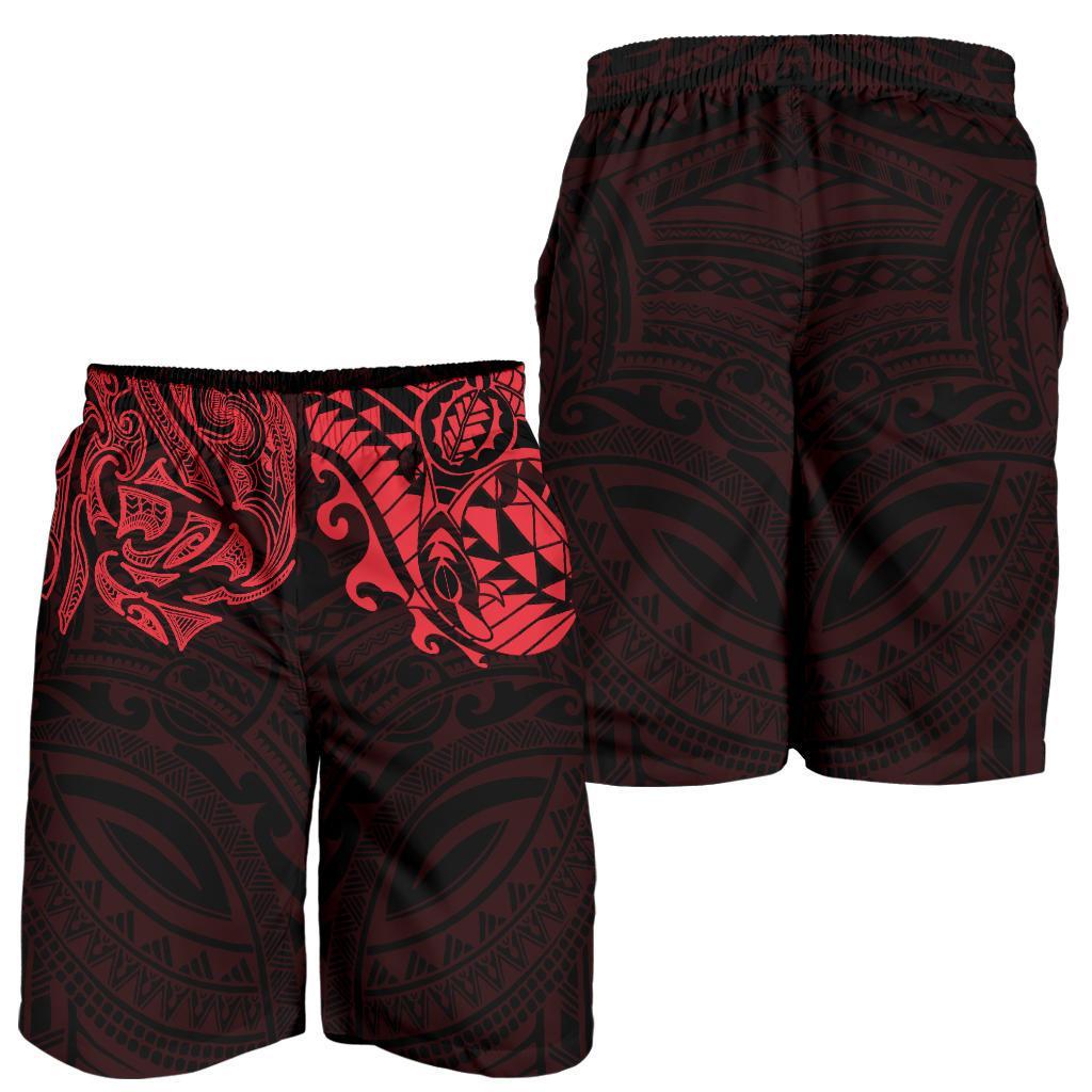 New Zealand All Over Print Men's Shorts, Maori Polynesian Tattoo Red - Vibe Hoodie Shop