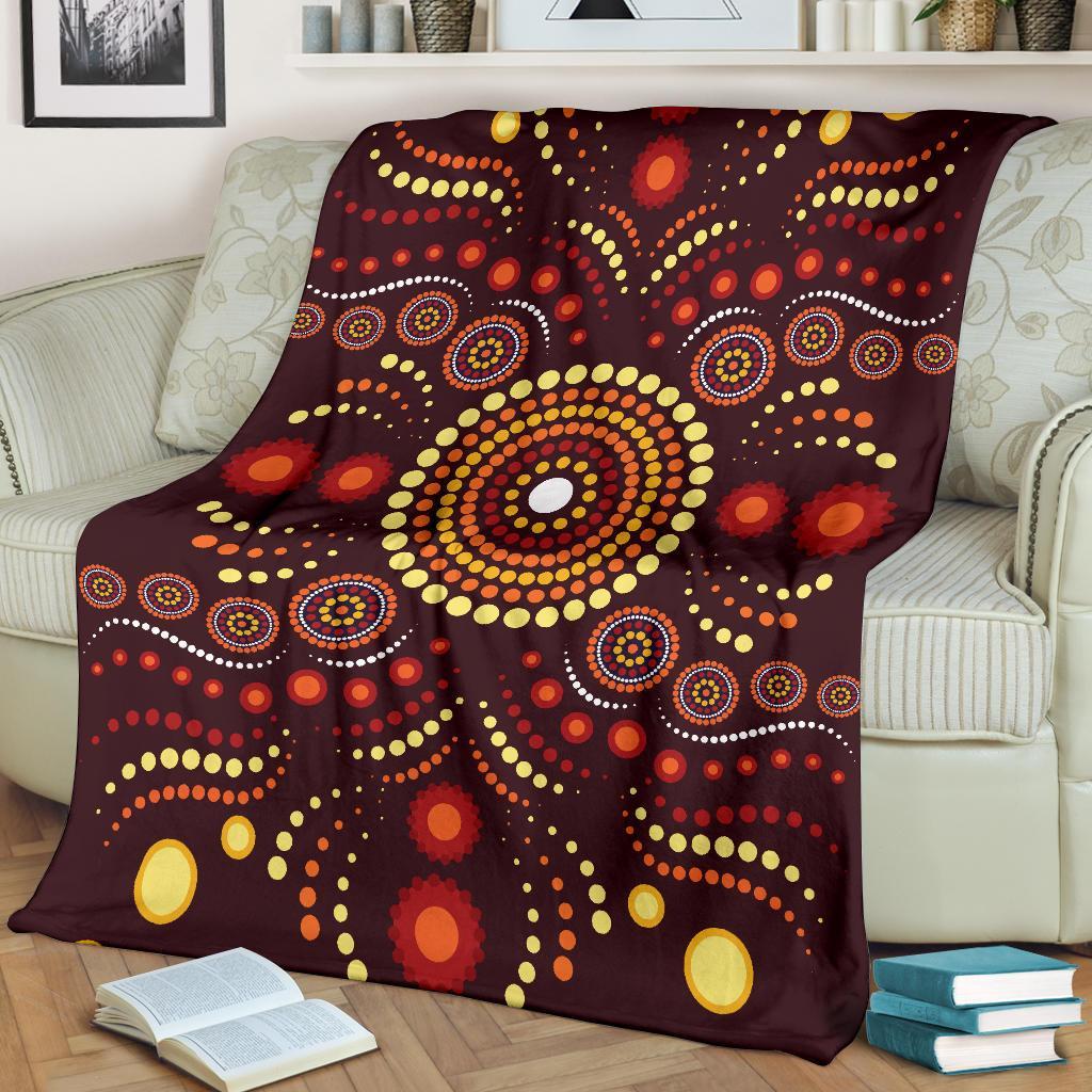 Aboriginal Premium Blanket - Indegenous Dot Painting Art - Vibe Hoodie Shop