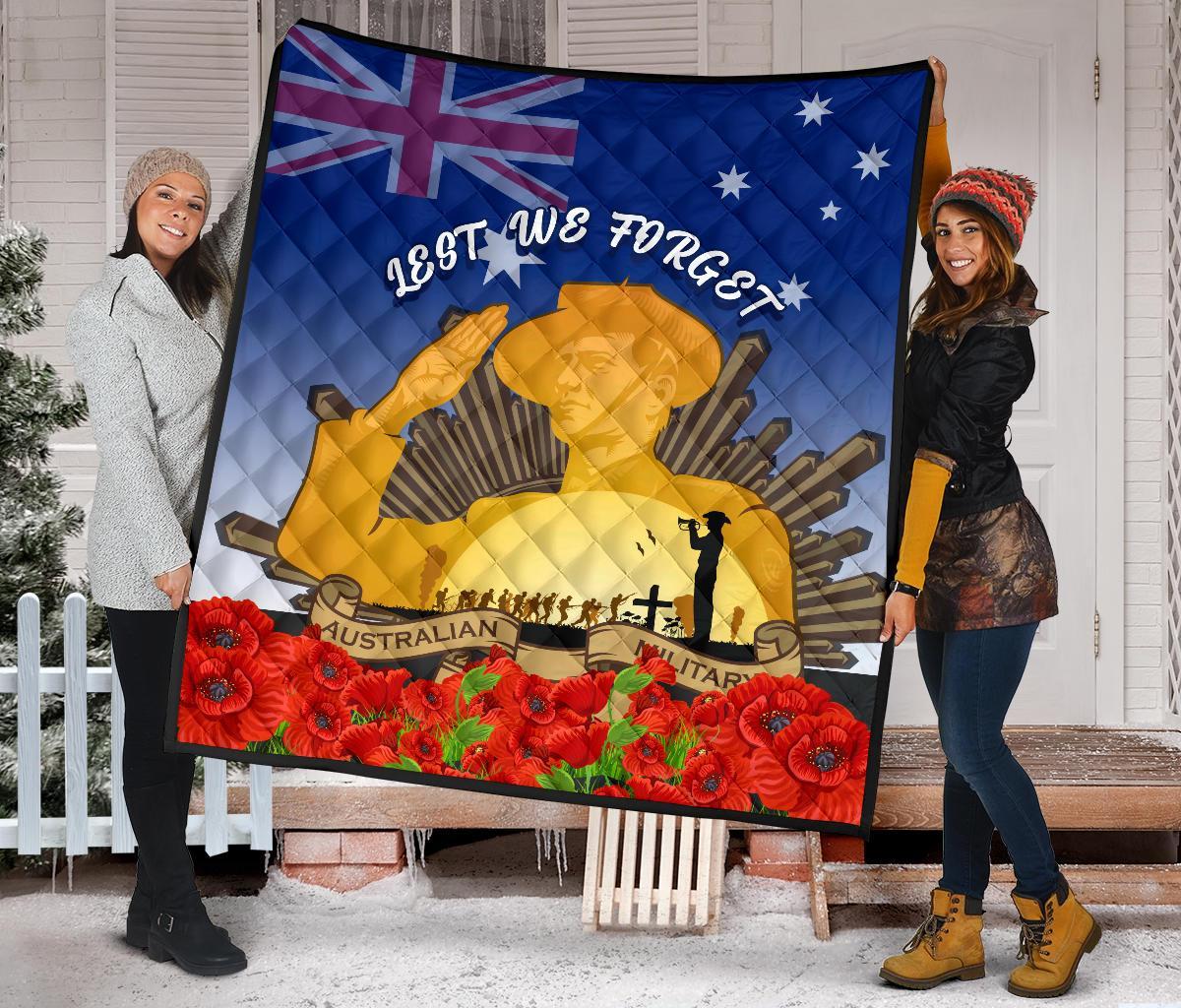 Premium Quilt - Australia ANZAC Day 2020 And Soldiers - Vibe Hoodie Shop