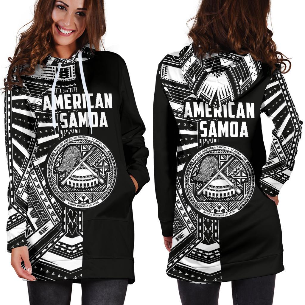 American Samoa Women's Hoodie Dress - Half Style (White) - Vibe Hoodie Shop