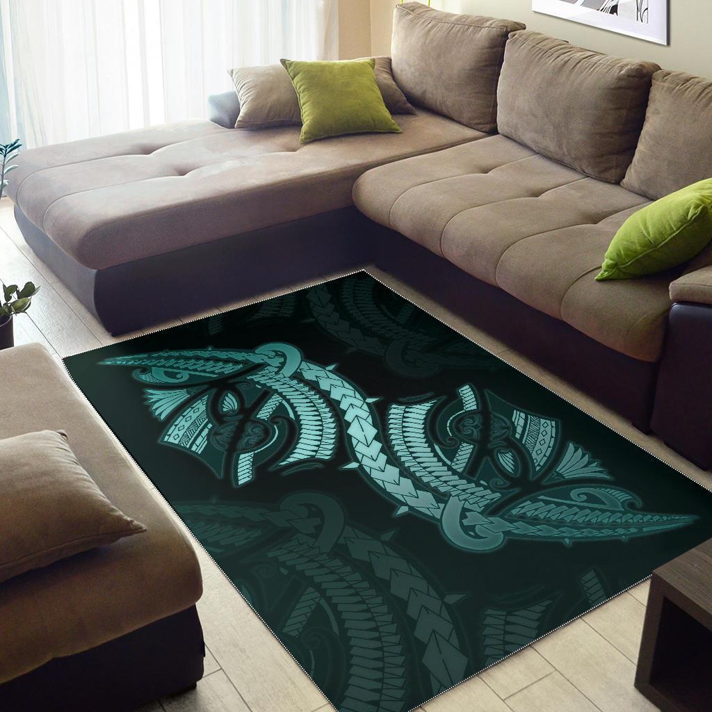 Polynesian Area Rug Turquoise - Vibe Hoodie Shop